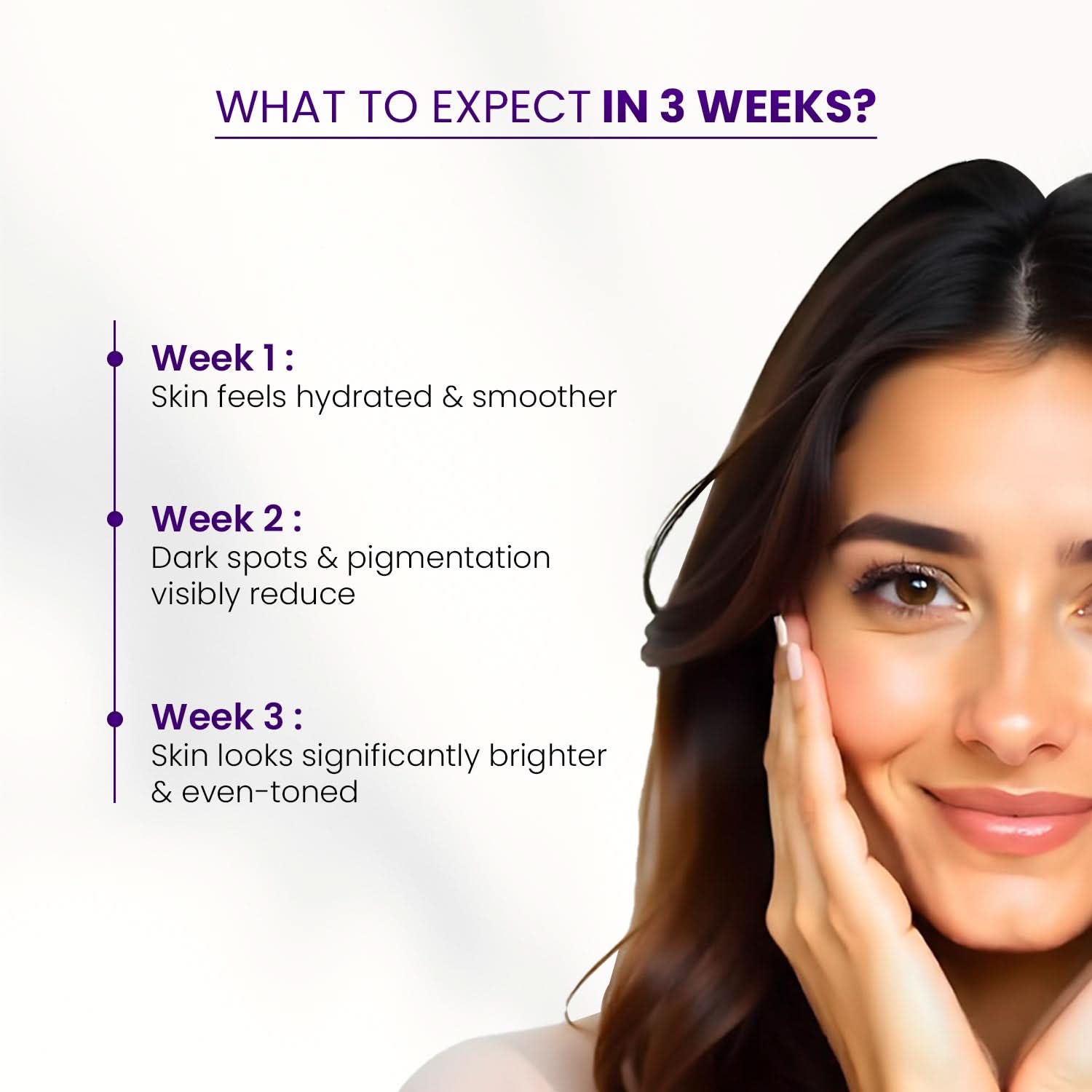 Clairis Correct Bright Max 21 – Advanced Pigmentation & Melasma Cream
Week 1: Skin feels hydrated & smoother
Week 2: Dark spots & pigmentation visibly reduce
Week 3: Skin looks significantly brighter & even-toned