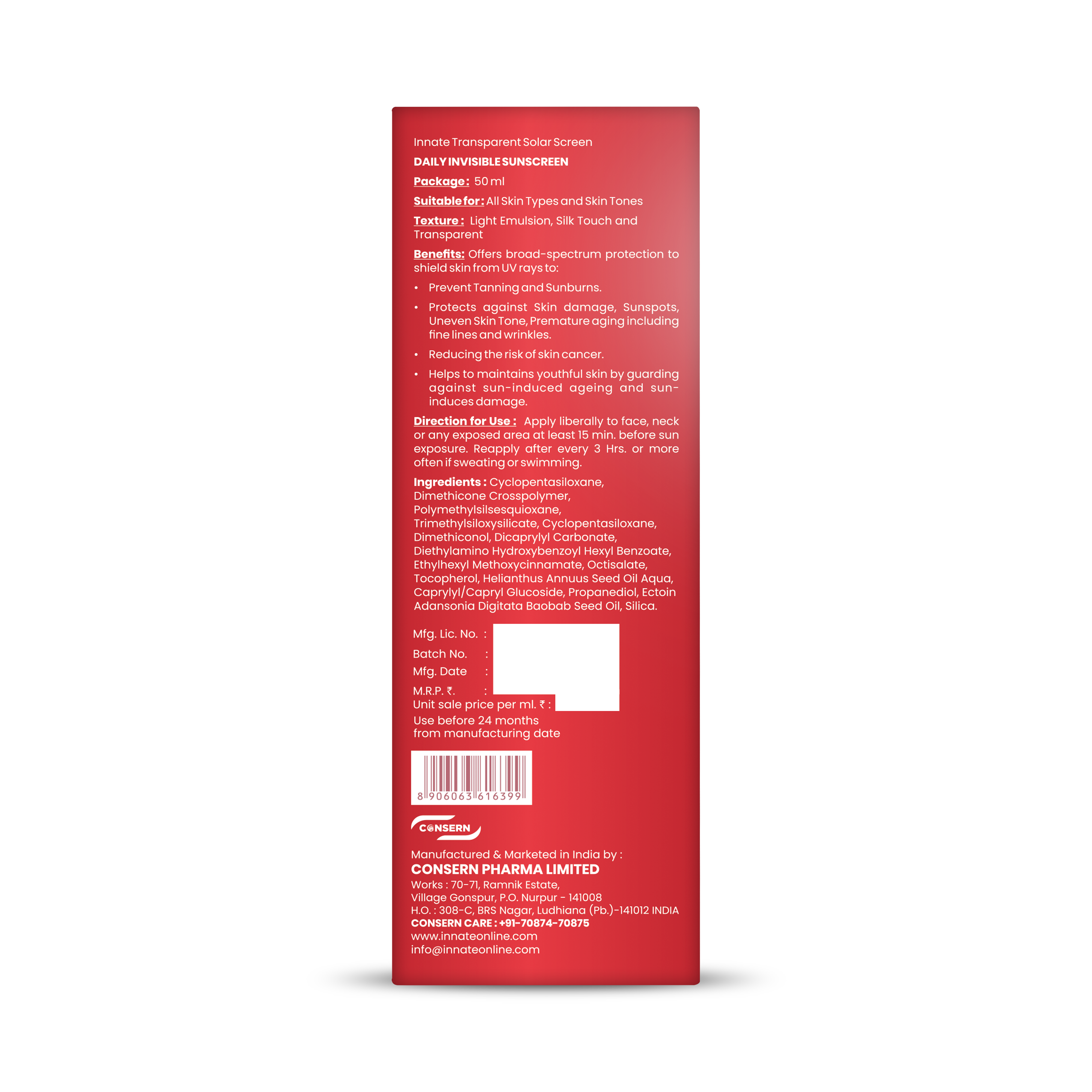 india's first transparent sunscreen with spf53, pa++++
Innate Solar Screen SPF 53