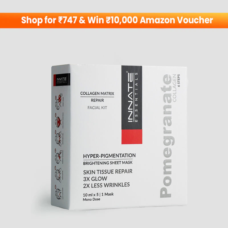 Innate Pomegranate Collagen Facial Kit With Sheet Mask for melasma, pigmentation and dark spots