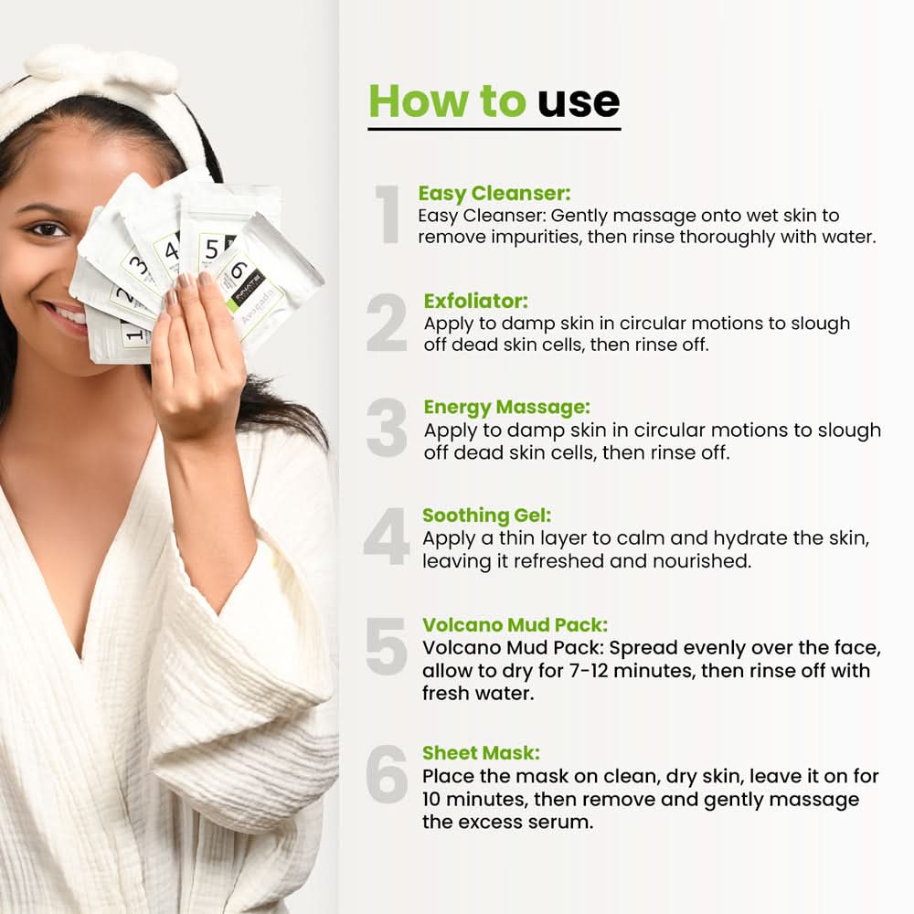 How to Use -
1. Easy Cleanser: Gently massage onto wet skin to remove impurities, then rinse thoroughly with water.
2. Exfoliator: Apply to damp skin in circular motion to slough off dead skin cells, then rinse off.
3. Energy Massage: Massage the cream into the skin using upward strokes to energize and revitalize the complexion.
4. Soothing Gel: Apply a thin layer to calm and hydrate the skin, leaving it refreshed and nourished.
5. Volcano Mud Pack: Spread evenly over the face, allow to dry for 7-12 minutes