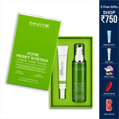 Innate Essentials Acne Reset System with green packaging on a white background