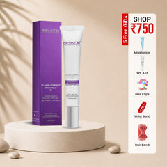 Innate Claris-Correct Derm Rx skincare product with packaging and promotional offer on a beige background