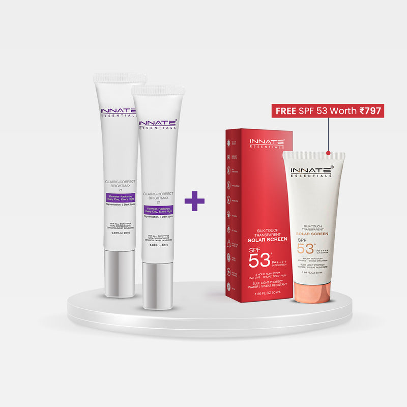 Innate Essentials skincare products including tubes and a box on a white background