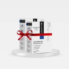 Innate Skincare products with a red ribbon on a white background, Innate Blue Gold Hyaluronic Acid Facial Kit With Sheet Mask (Pack of 2)
