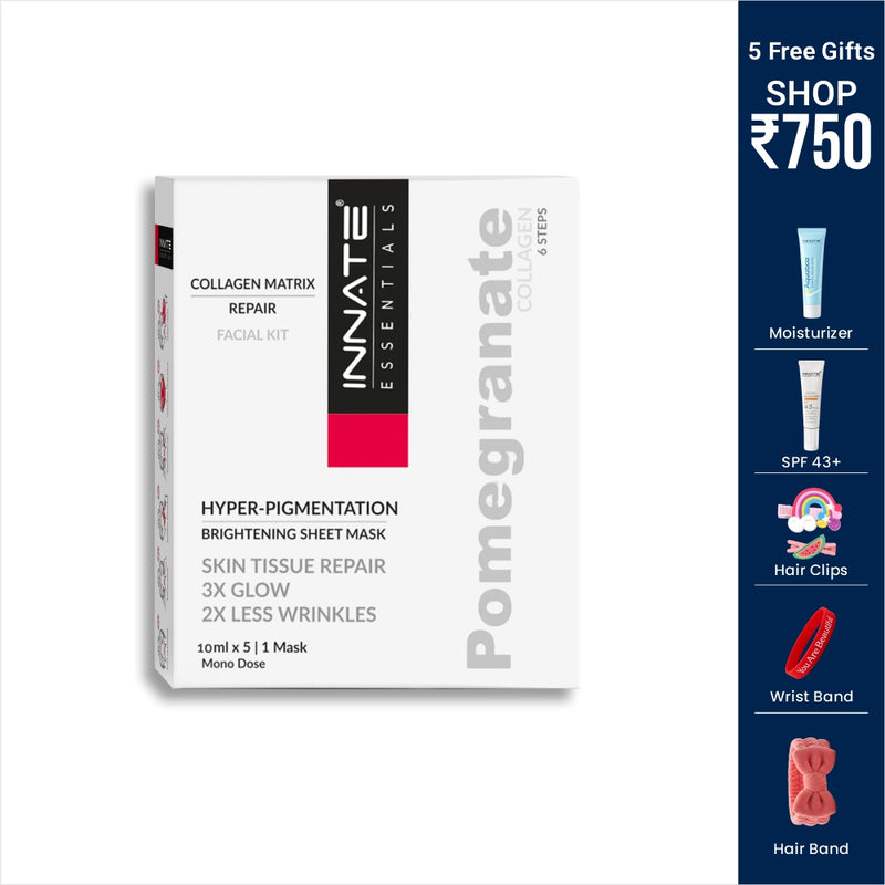 Innate Essentials facial kit packaging with product details on a white background