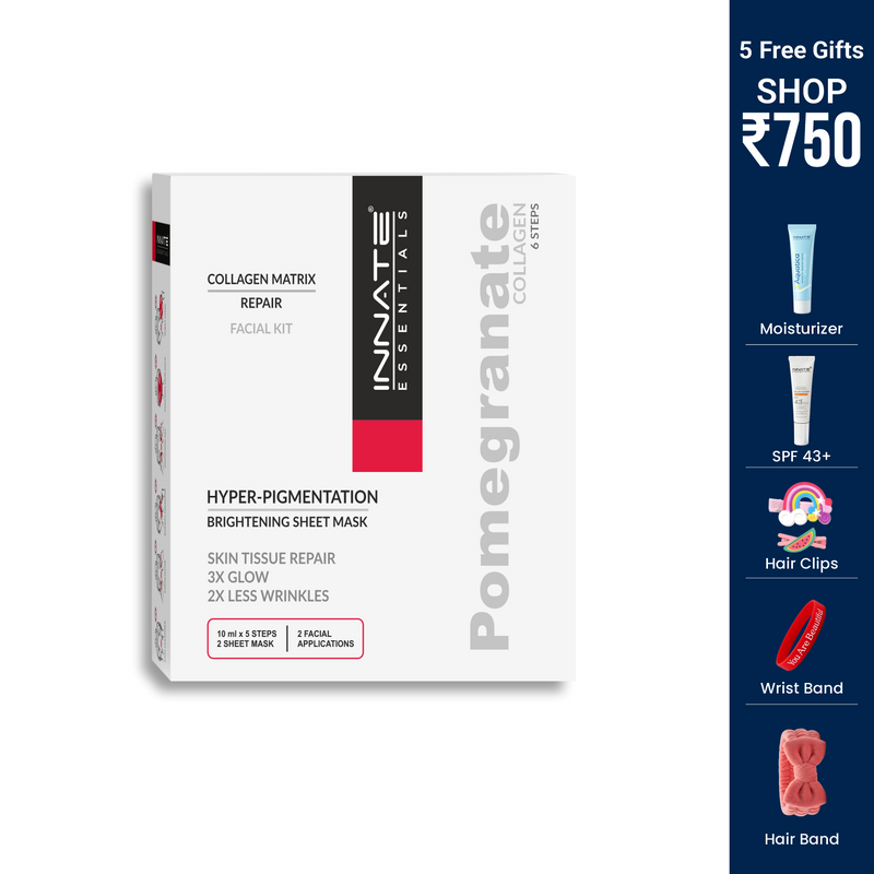 Innate Essentials facial kit packaging with product details on a white background