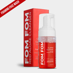 FOM Red Algae Cleanser bottle and packaging on a pink background